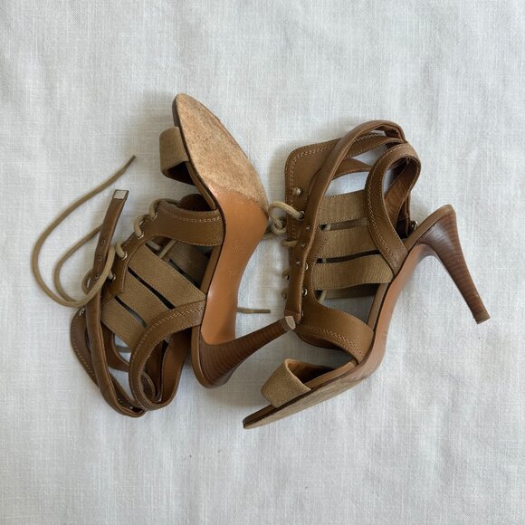 Chloe Brown Lace-Up Heeled Sandals - 39.5 - Picture 9 of 9